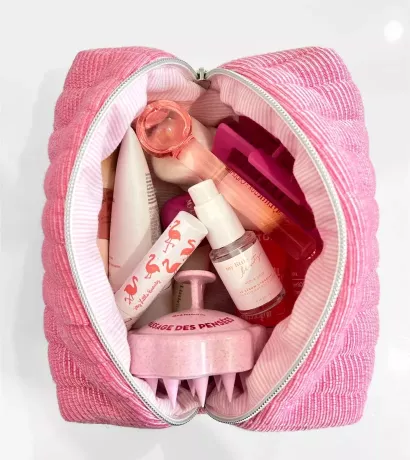 Trousse beauté upcycling rose