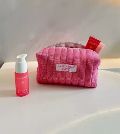 Trousse beauté upcycling rose