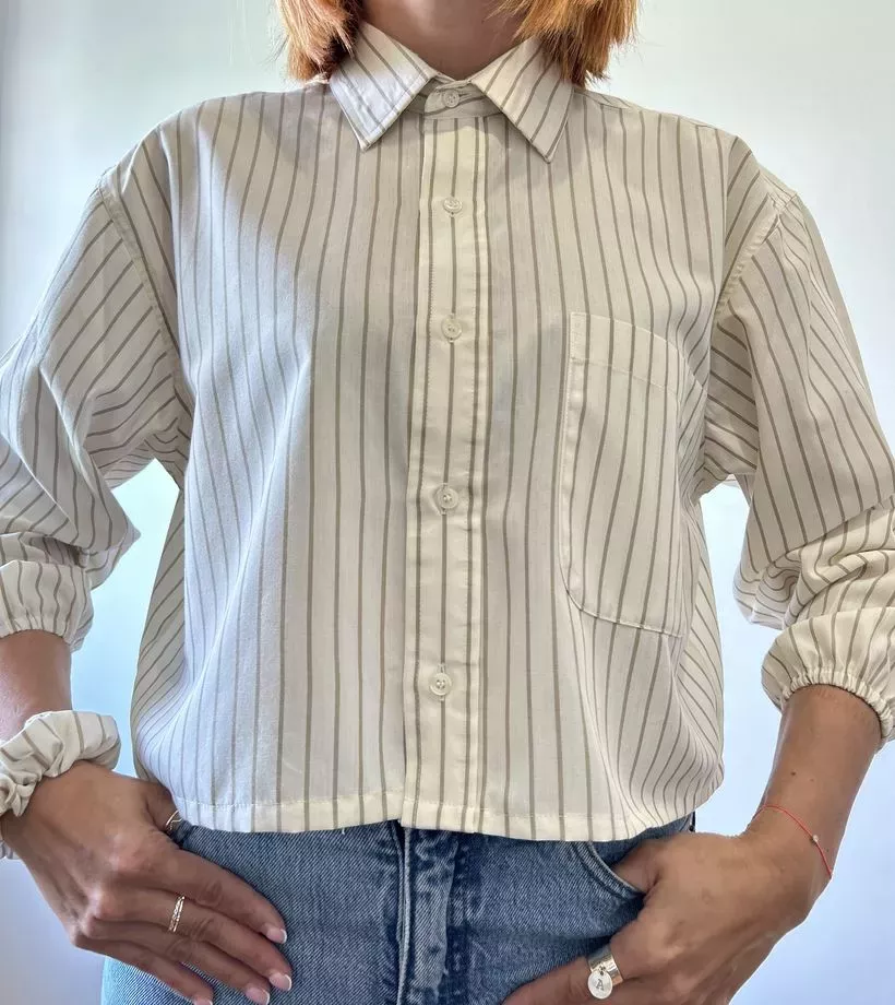 Pack - Chemise Papi crème avec chouchou assorti