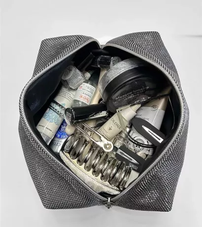 Trousse beauté upcycling glitter