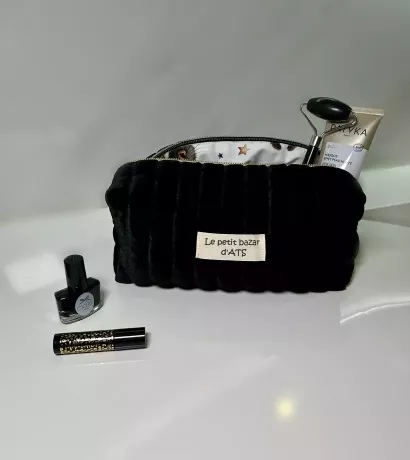 Trousse beauté upcyclée velours noir - Halloween