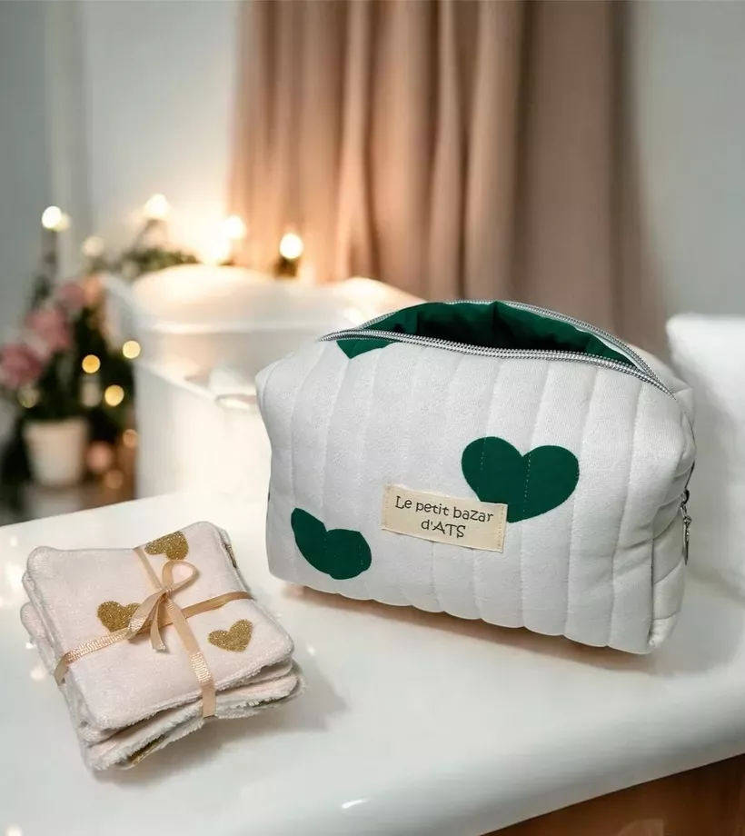 Trousse beauté Green Love & cotons